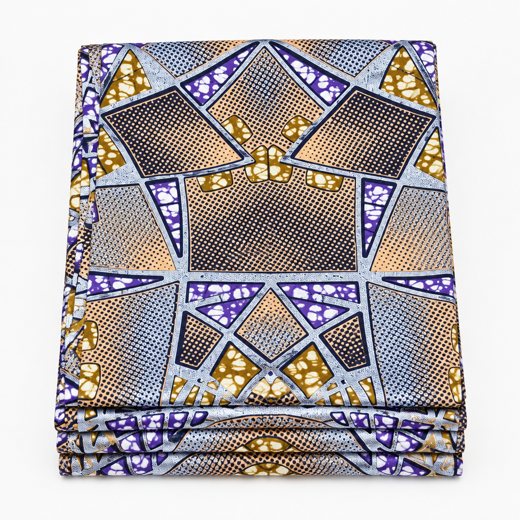Royal Mosaic Fracture Ankara wax print fabric, folded