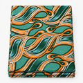 Jade Ribbon Wave Ankara wax print fabric, folded