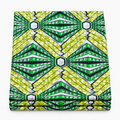 Emerald Diamond Grid Ankara wax print fabric, folded