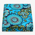 Azure Medallion Bloom Ankara wax print fabric, folded