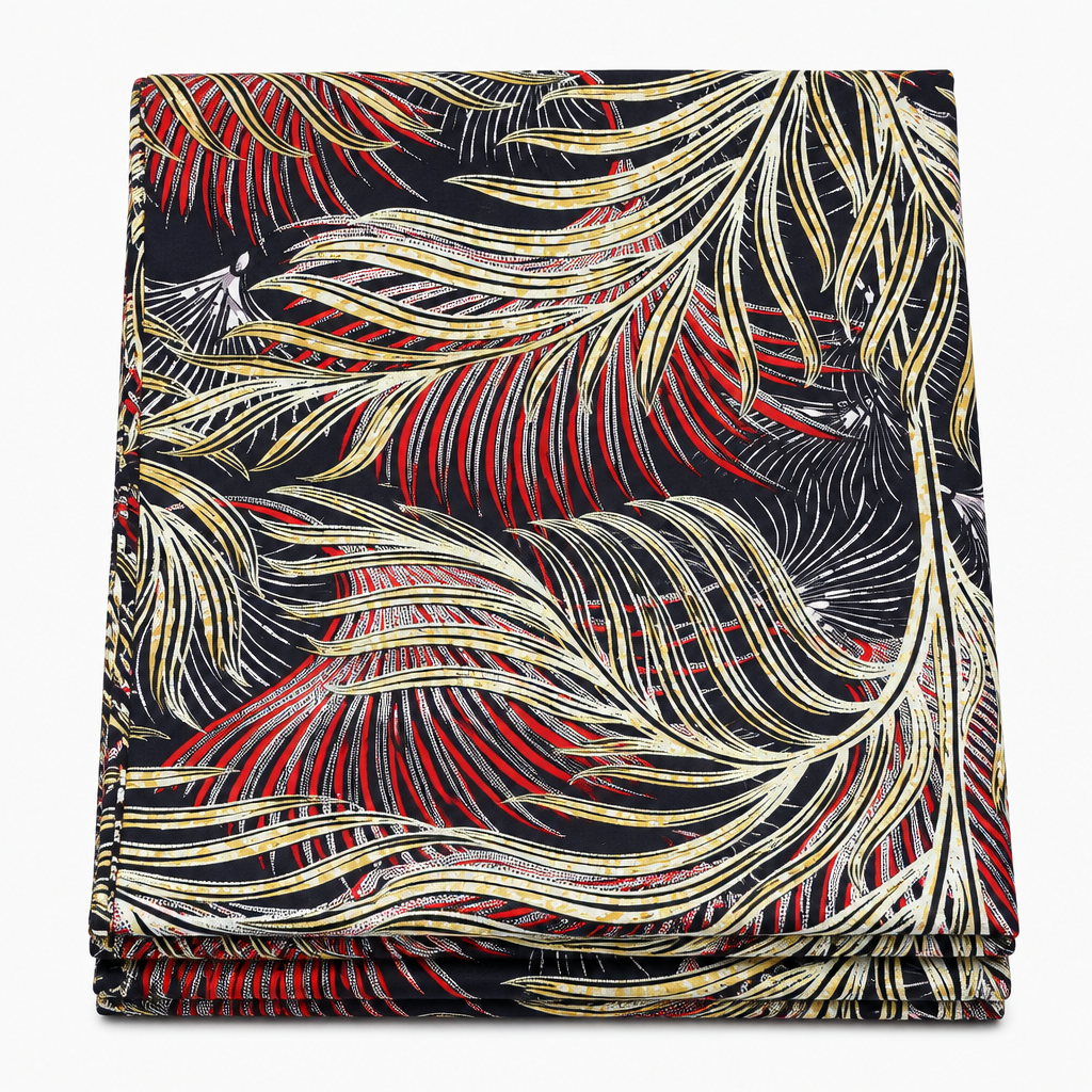 Golden Palm Nocturne Ankara wax print fabric, folded