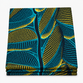 Teal Leaf Pulse Ankara wax print fabric, folded