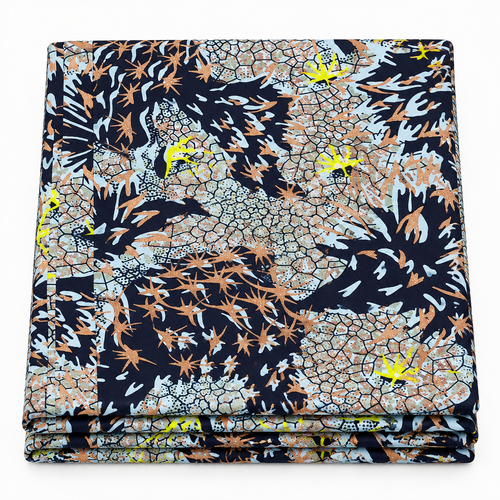 Copper Coral Reef Ankara wax print fabric, folded