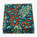 Azure Medallion Star Ankara wax print fabric, folded