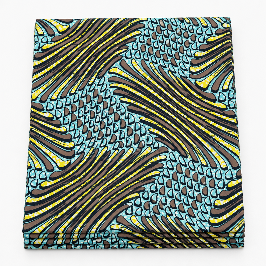 Chiganvy Original — Teal Feather Scale folded Ankara fabric