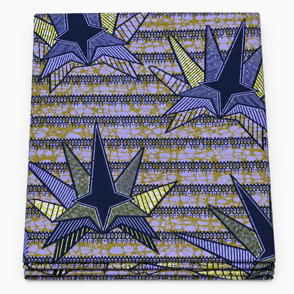 Chiganvy Original — Lavender Star Burst folded Ankara fabric