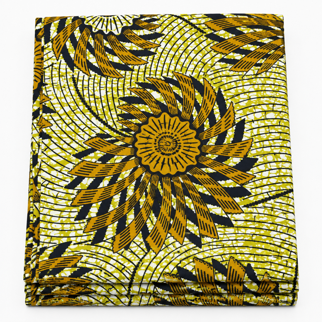 Chiganvy Original — Golden Sun Spiral folded Ankara fabric