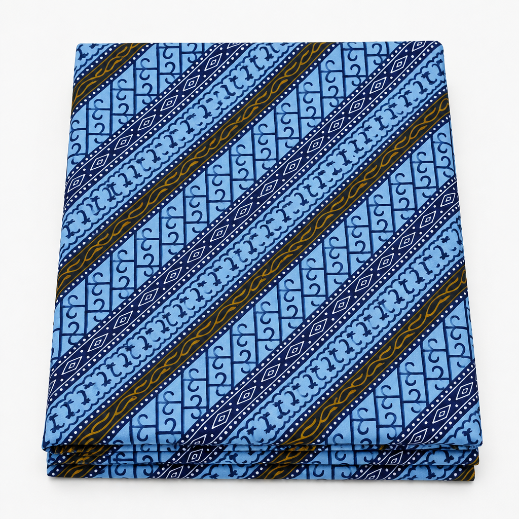 Chiganvy Original — Cobalt Diagonal Weave folded Ankara fabric