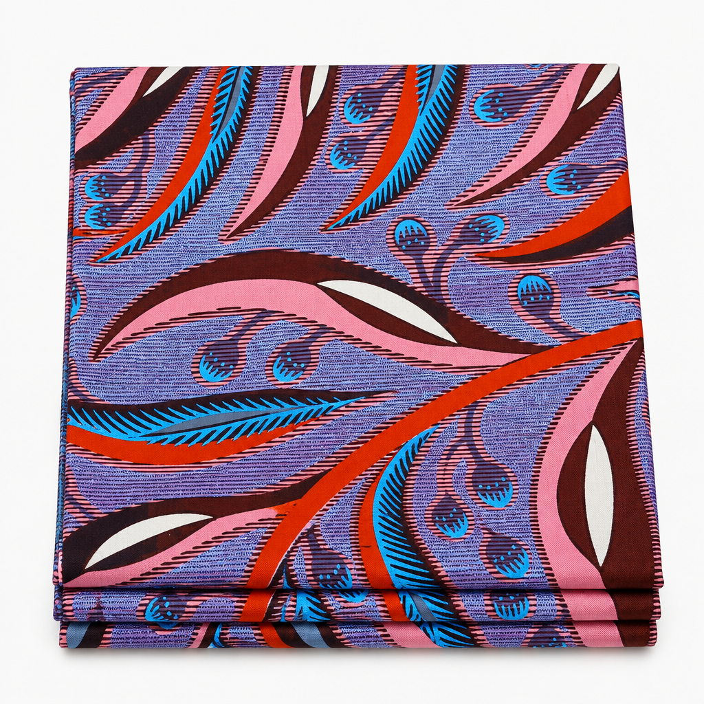 Amethyst Feather Plume folded Ankara fabric