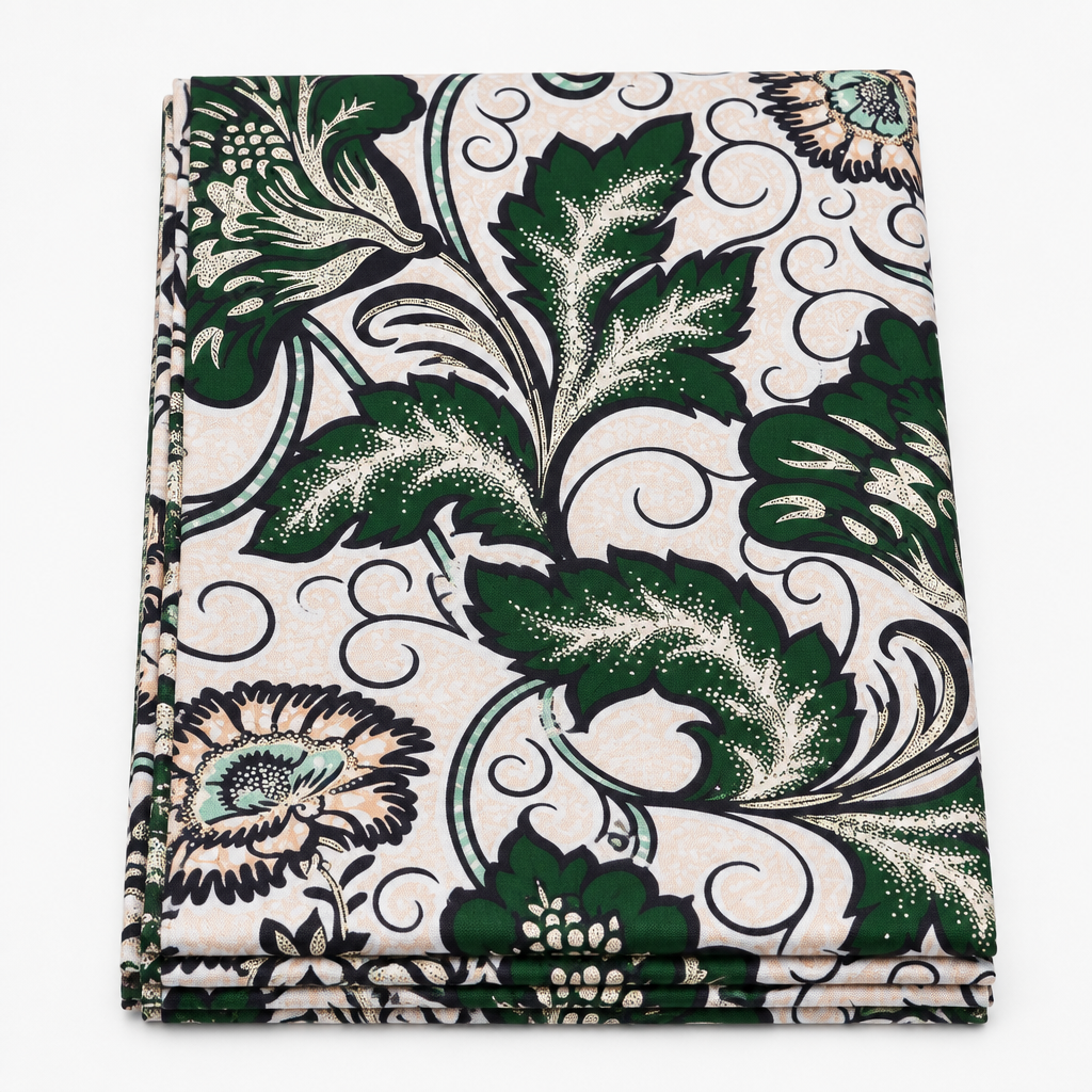 Emerald Jacobean Bloom folded Ankara fabric