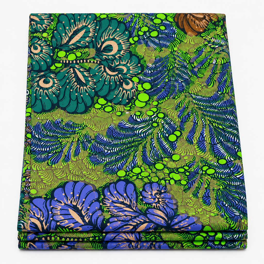 Tropical Jade Bloom folded Ankara fabric