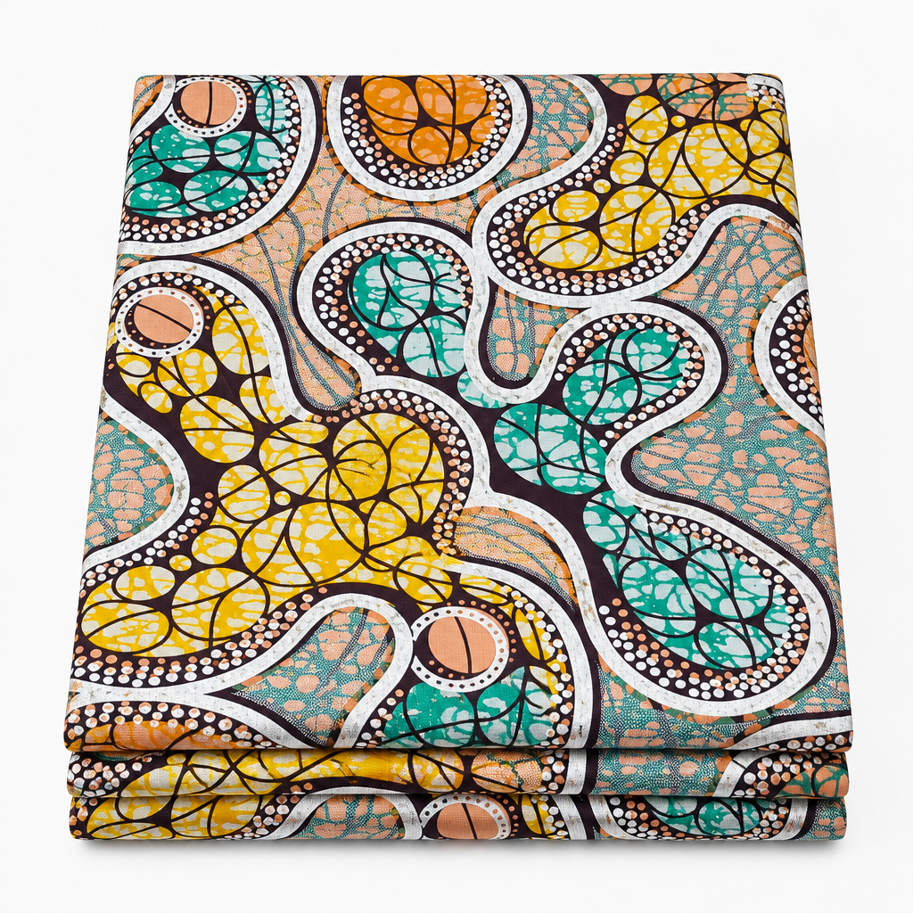 Sunset Paisley Swirl folded Ankara fabric