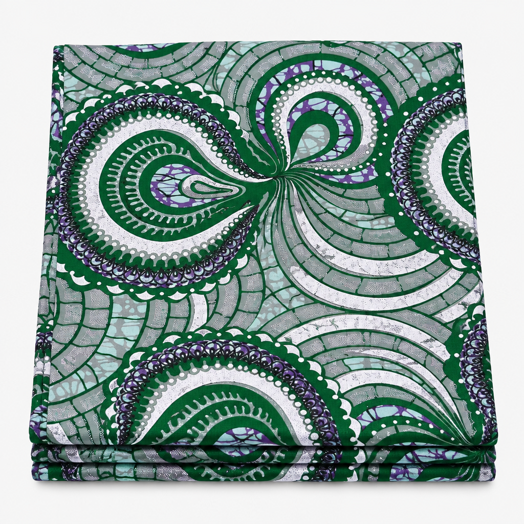 Jade Mosaic Paisley folded Ankara fabric