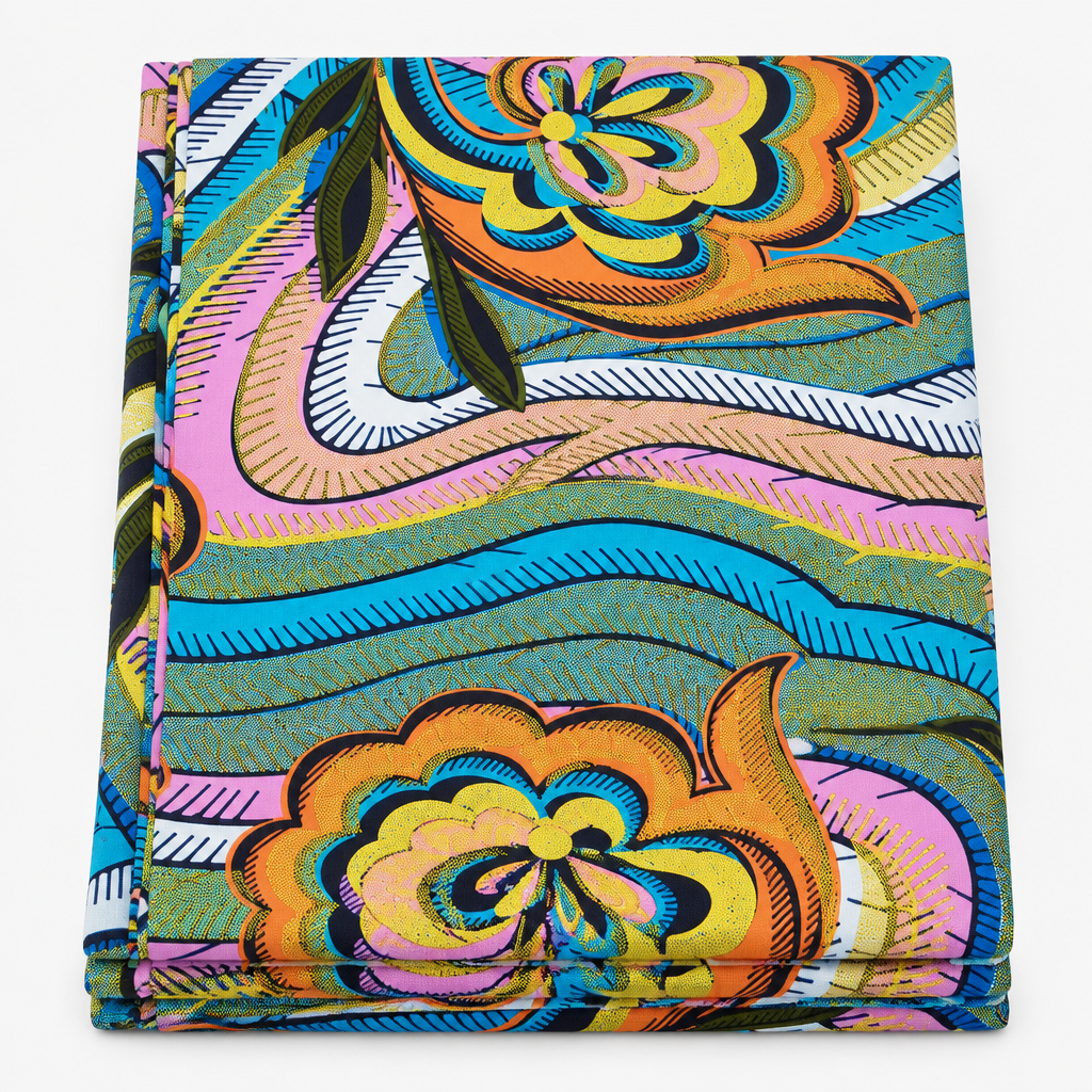Carnival Floral Swirl folded Ankara fabric