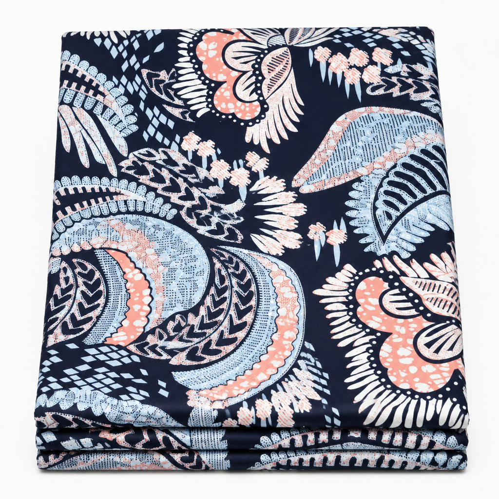 Midnight Coral Plume folded Ankara fabric